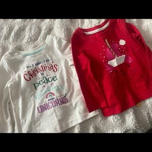 2 long sleeve christmas girl tops